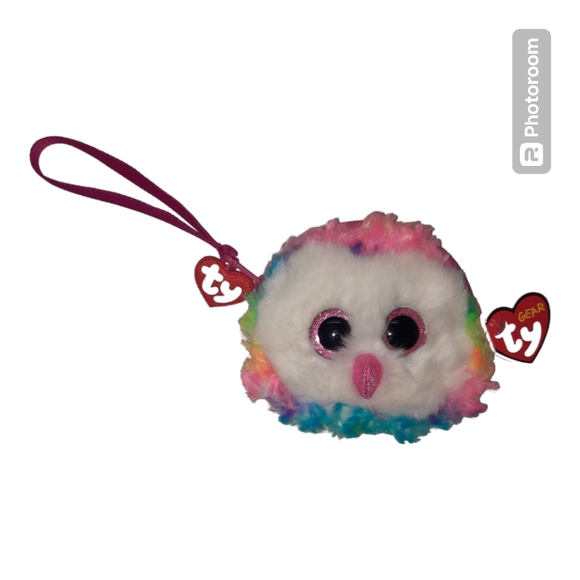 New - Ty 8" AND 5" Owen The Owl Plush Purse Zip Round Purse & Zip Coin Purse - Picture 9 of 13